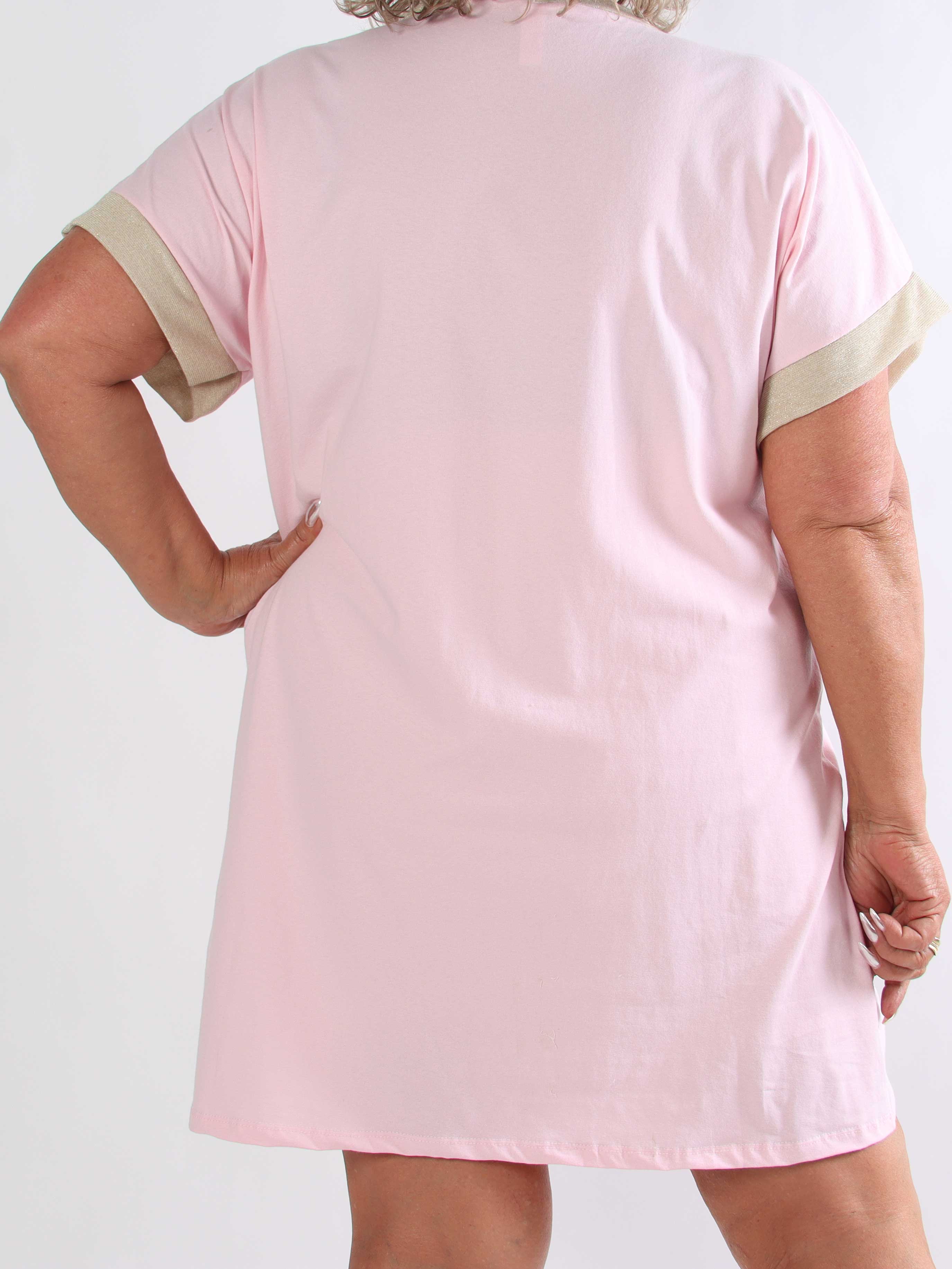 Zandra - Plus size t-shirtkjole i bomuld med citroner og guld detaljer